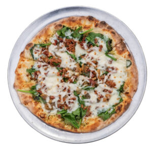 Wood Fired Spinach Bacon Pizza